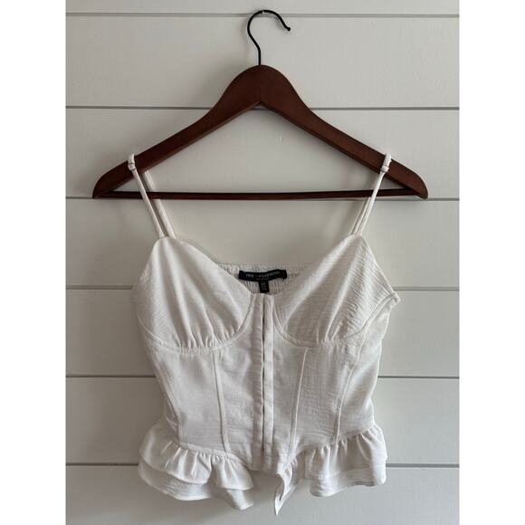 Women’s White Corset Style Ruffle Hem Top Size M— Y2K Aesthetic | Coquette Style - Picture 9 of 10